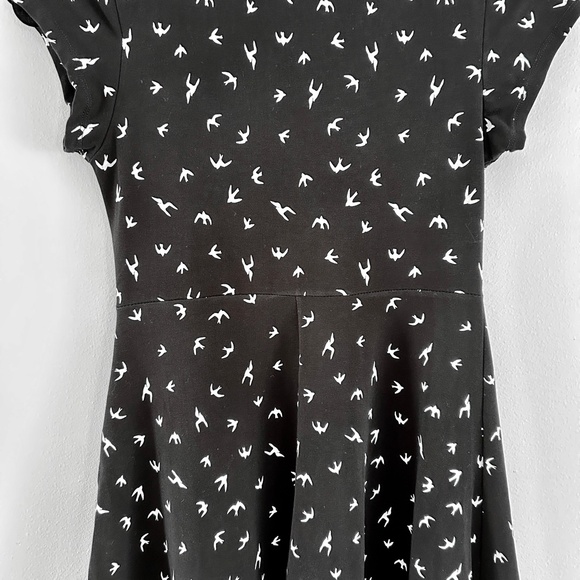 Simons Fit and Flare Sundress Black Bird Pattern Cap Sleeve Scoop Neck Size S - Picture 8 of 13